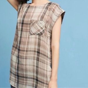 Anthropologie Akemi & Kin Cotton Plaid Tunic Top XS